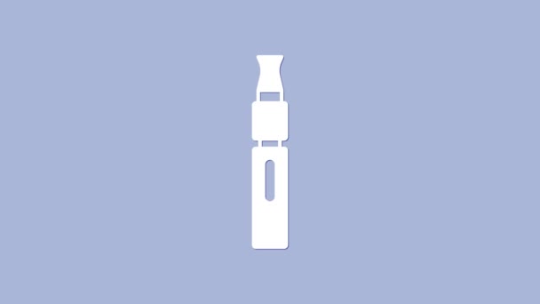 White Electronic cigarette icon isolated on purple background. Vape smoking tool. Vaporizer Device. 4K Video motion graphic animation — Stock Video