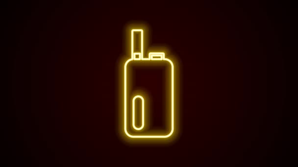 Gloeiende neon lijn Elektronische sigaret pictogram geïsoleerd op zwarte achtergrond. Vape roken gereedschap. Verdampingsapparaat. 4K Video motion grafische animatie — Stockvideo