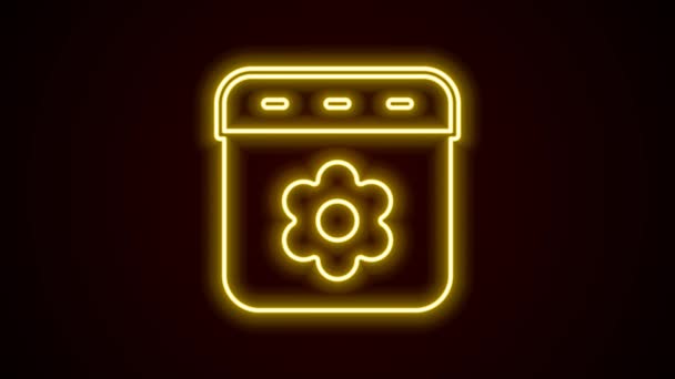 Glowing neon line Calendar spring icon isolated on black background. Event reminder symbol. 4K Video motion graphic animation — Stock video