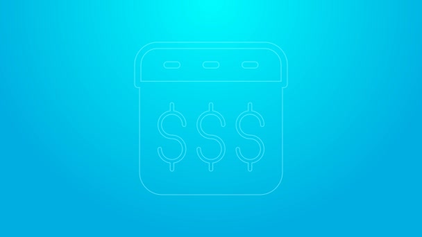 Pink line Payday, calendar with dollar icon isolated on blue background. 4K Video motion graphic animation — Stok video