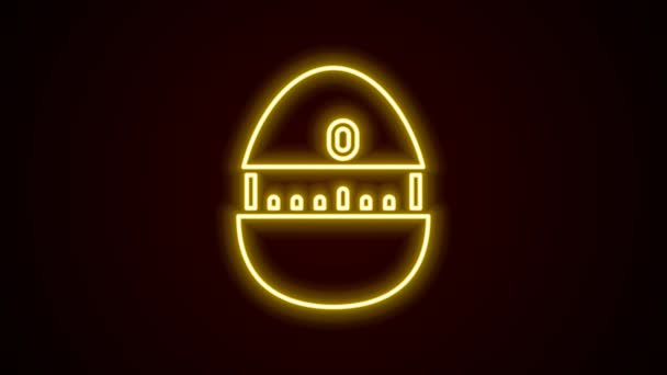 Glowing neon line Kitchen timer icon isolated on black background. Cooking utensil. 4K Video motion graphic animation — Stock Video