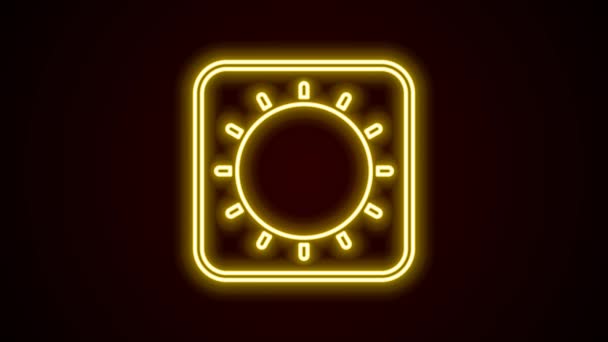 Świecąca neonowa ikona Słońca odizolowana na czarnym tle. 4K Animacja graficzna ruchu wideo — Wideo stockowe