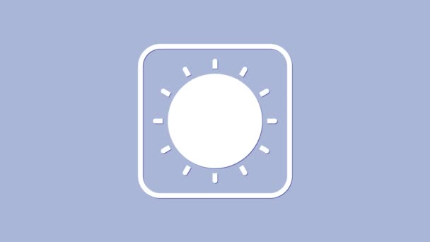 Witte zon pictogram geïsoleerd op paarse achtergrond. 4K Video motion grafische animatie — Stockvideo