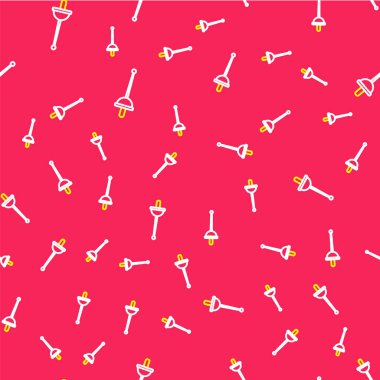 Çizgi eskrim simgesi kırmızı arkaplanda izole edilmiş kusursuz desen. Spor malzemeleri. Vektör