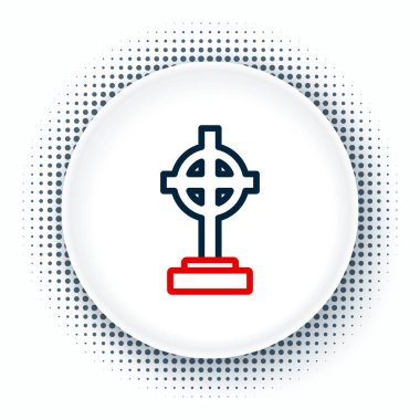 Beyaz arkaplanda çapraz simge izole edilmiş çizgi mezarı. Renkli taslak konsepti. Vektör