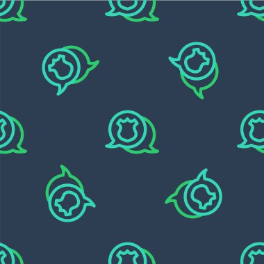 Hat Polisi rozet ikonu mavi arka planda izole edilmiş kusursuz desen. Şerif rozeti. Vektör