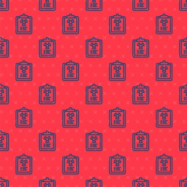 Mavi çizgi Radyasyon uyarı belgesi simgesi kırmızı arkaplanda izole edilmiş pürüzsüz desen. Metin dosyası. Vektör