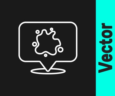 Siyah arkaplanda beyaz çizgi boyası ikonu izole edildi. Vektör