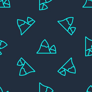 Yeşil çizgi dağları ikonu mavi arkaplanda izole edilmiş pürüzsüz desen. Zaferin ya da başarının sembolü. Vektör