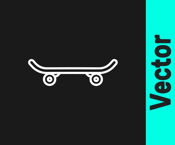 Ligne Blanche Icône Skateboard Isolé Sur Fond Noir Sport Extrême — Image vectorielle