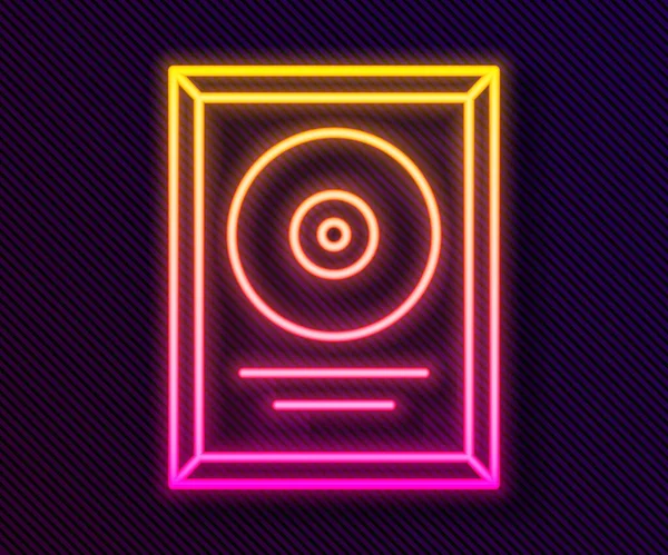 Leuchtende Neon Line Disk Award Frame Symbol Isoliert Auf Schwarzem — Stockvektor