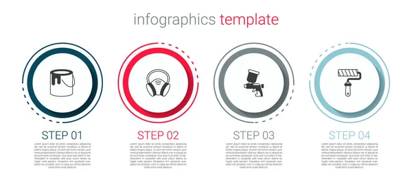 设置油漆桶 防毒面具 喷枪和滚筒刷 业务信息模板 — 图库矢量图片