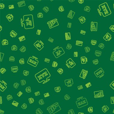 Set line Square root of x glyph, XYZ Coordinate system and Laptop with graph chart on seamless pattern. Vector