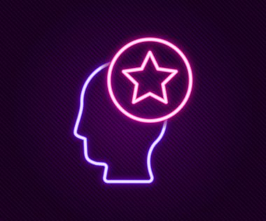 Parlayan neon hattı USA Head simgesi siyah arkaplanda izole edildi. Amerika Birleşik Devletleri. Bağımsızlık Günü. Renkli taslak konsepti. Vektör