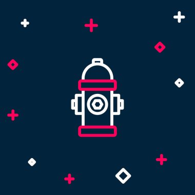 Hat yangın musluğu simgesi mavi arkaplanda izole edildi. Renkli taslak konsepti. Vektör