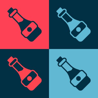 Pop Art Soya sosu şişesi ikonu renk arkaplanda izole edilmiş. Vektör.