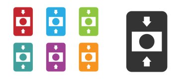 Beyaz arkaplanda siyah yangın alarmı simgesi izole edildi. Yangın güvenlik kutusunu çek. Simgeleri renklendirin. Vektör