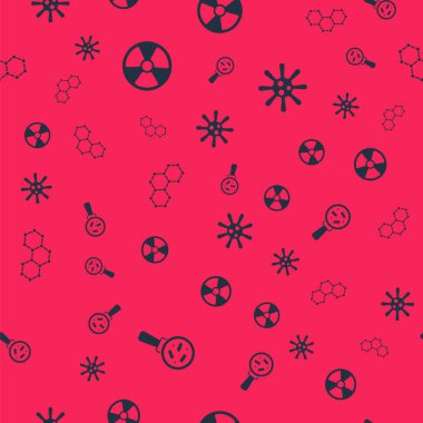 Mikroorganizmaları büyüteç, radyoaktif, kimyasal formül ve bakterileri kusursuz kalıba göre ayarla. Vektör