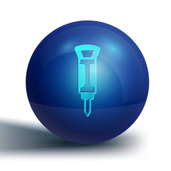 Blue Construction Icono Martillo Neumático Aislado Sobre Fondo Blanco Botón — Archivo Imágenes Vectoriales