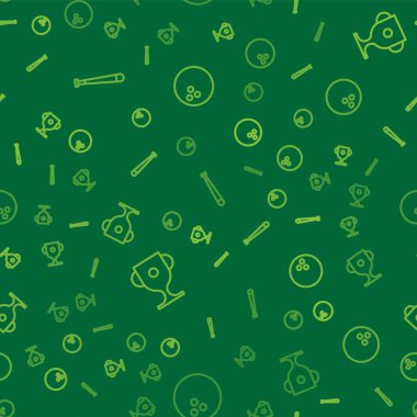 Beyzbol sopası, ödül kupası ve bowlingi kusursuz bir şablona ayarla. Vektör