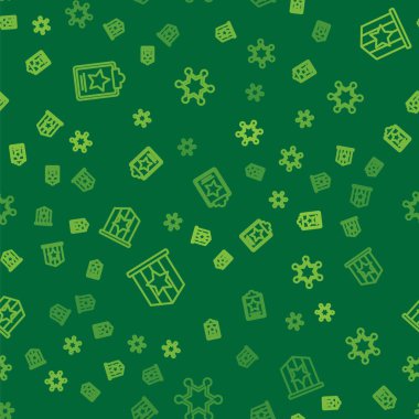 ABD Bağımsızlık Günü 'nü, Amerikan bayrağını ve Hexagram şerifini kusursuz bir düzene sokun. Vektör