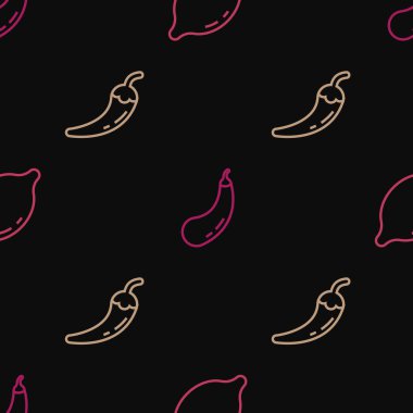 Çizgi Lemon, acı biber kabuğu ve patlıcan pürüzsüz desenli. Vektör