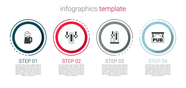 Fából Készült Söröskorsó Sörcsapoló Üveggel Utcai Táblával Üzleti Infografikai Sablon — Stock Vector