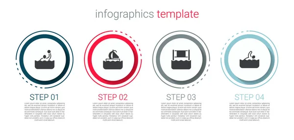 Set Pólo Aquático Veleiro Iate Rede Vôlei Nadador Modelo Infográfico — Vetor de Stock