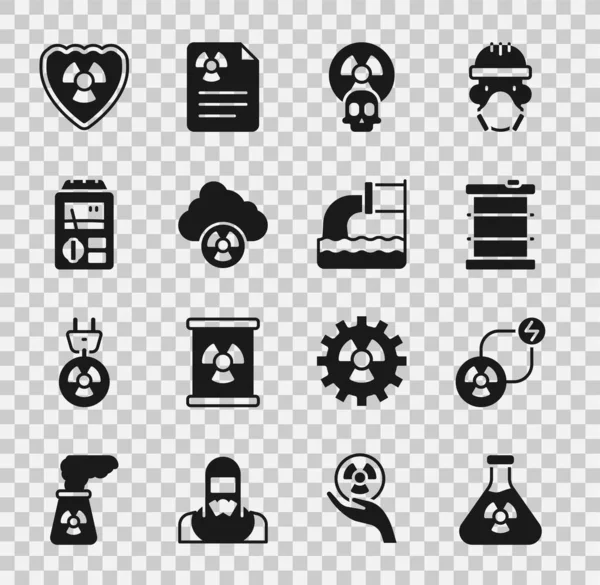 Set Rayonnement Tube Essai Énergie Échange Radioactif Déchets Baril Pluies — Image vectorielle