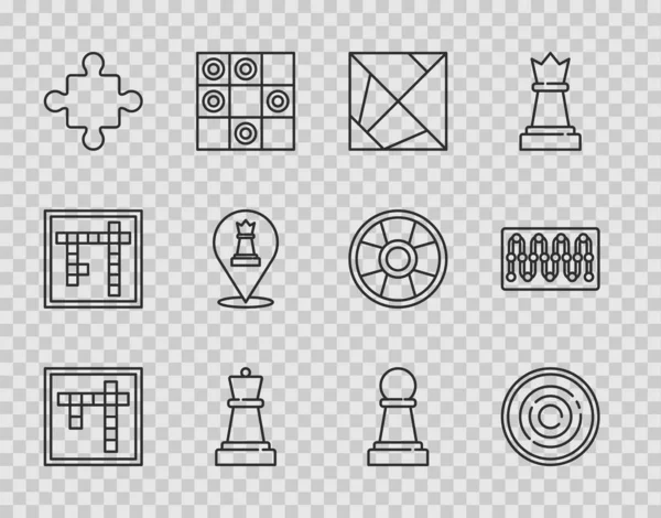 设定直线宾果 棋盘游戏芯片 国际象棋 拼图玩具和棋盘图标 — 图库矢量图片
