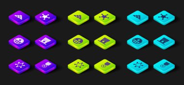 Hexagram Şerifi, Yıldız Madalyası, Vatansever Amerikan silindir şapkası ve Altın külçeler ikonu. Vektör