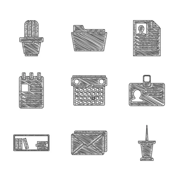 Set Calendario Sobre Alfiler Insignia Identificación Estante Con Libros Cuaderno — Archivo Imágenes Vectoriales