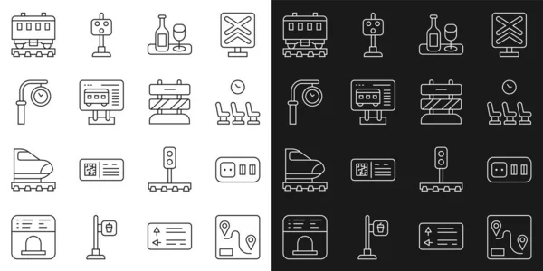 Set Line Route Locatie Elektrische Stopcontact Wachtkamer Wijnfles Met Glas — Stockvector
