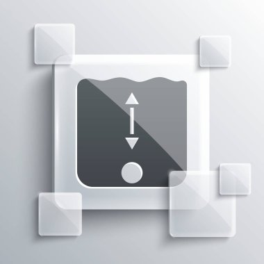 Gri arkaplanda Gri Derinlik Ölçüm simgesi izole edildi. Su derinliği. Kare cam paneller. Vektör.