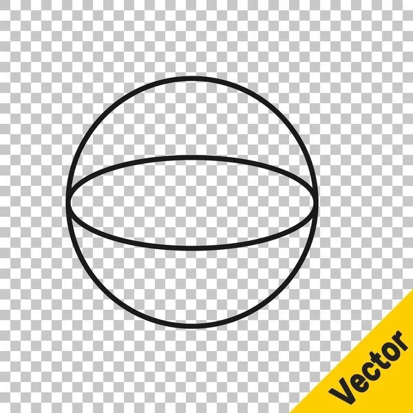 黒色の線幾何学的図形透明な背景に孤立したスフィアアイコン 抽象的な形 幾何学的装飾 ベクトル — ストックベクタ