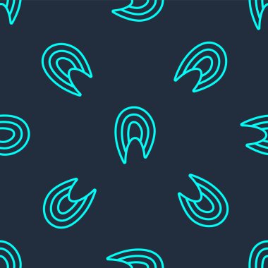 Yeşil çizgi Balık bifteği ikonu mavi arka planda pürüzsüz desen izole etti. Vektör.