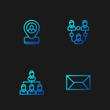 Hiyerarşi organizasyon şeması, İşçi konumu ve Proje ekibi tabanı. Renk simgeleri. Vektör