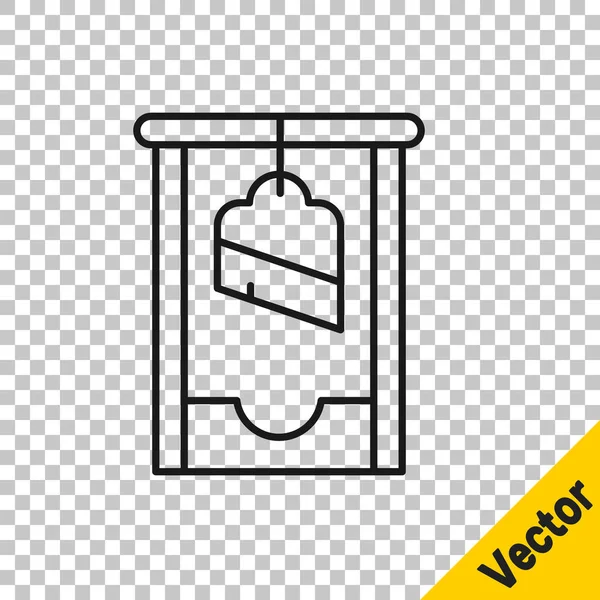 Черная Линия Гильотины Средневековая Иконка Казни Изолирована Прозрачном Фоне Вектор — стоковый вектор