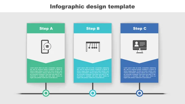 Ustaw Czapkę Telefon Komórkowy Wapnia Klasy Online Szablon Infograficzny Biznesu — Wektor stockowy