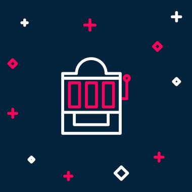 Satır Slot makinesi simgesi mavi arkaplanda izole edildi. Renkli taslak konsepti. Vektör