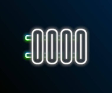 Parlayan neon hattı ısıtma radyatörü simgesi siyah arkaplanda izole edildi. Renkli taslak konsepti. Vektör