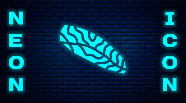 Glowing Neon Fish Steak Icon Isolated Brick Wall Background Vector — Stock Vector