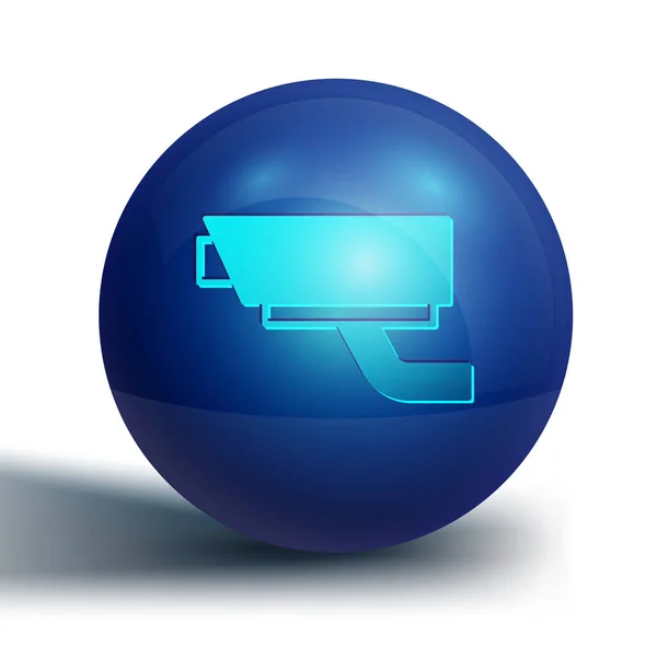 蓝色安全摄像头图标隔离在白色背景 蓝色圆环按钮 — 图库矢量图片