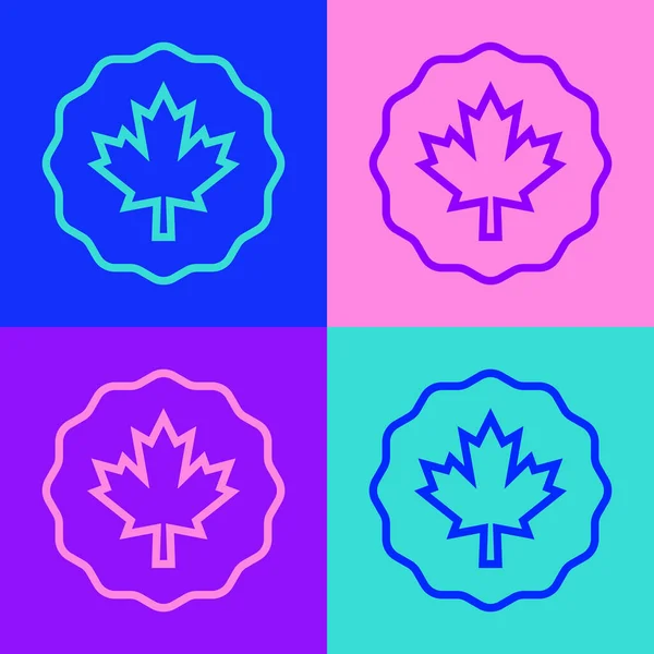 Pop Sanat Çizgisi Kanada Akçaağaç Yaprağı Ikonu Renk Arkaplan Üzerinde — Stok Vektör