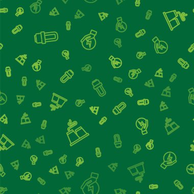 Hat LED ampulü, Fabrika ve Şimşek yıldırımını kusursuz desene ayarlayın. Vektör