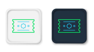 Satır Bilet simgesi beyaz arkaplanda izole edildi. Eğlence parkı. Renkli taslak konsepti. Vektör