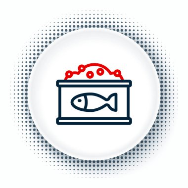 Beyaz arka planda izole edilmiş havyar simgesi olan çizgi teneke kutusu. Renkli taslak konsepti. Vektör