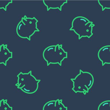 Hat Piggy Bankası ikonu mavi arka planda izole edilmiş kusursuz desen. Tasarruf ya da para birikimi, yatırım. Vektör