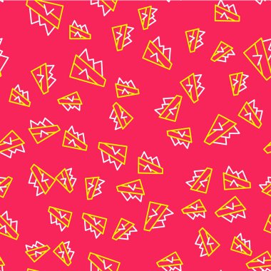 Çizgi dağ ikonu, kırmızı arkaplanda izole edilmiş, pürüzsüz desen. Zaferin ya da başarının sembolü. Vektör