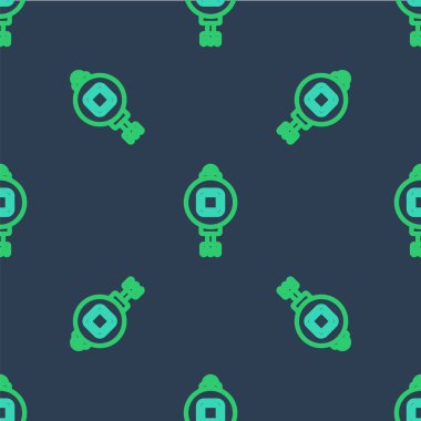 Çizgili Çin kağıt fener ikonu mavi arka planda kusursuz desen izole etti. Vektör